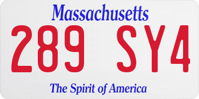 MA license plate 289SY4