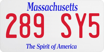MA license plate 289SY5