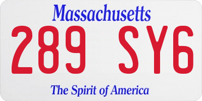 MA license plate 289SY6