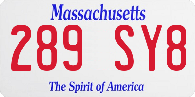 MA license plate 289SY8