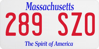 MA license plate 289SZ0