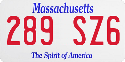 MA license plate 289SZ6