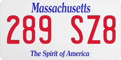 MA license plate 289SZ8