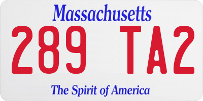 MA license plate 289TA2