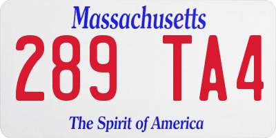 MA license plate 289TA4