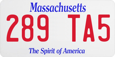 MA license plate 289TA5