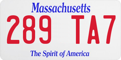 MA license plate 289TA7