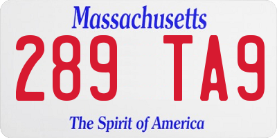 MA license plate 289TA9