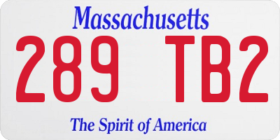MA license plate 289TB2
