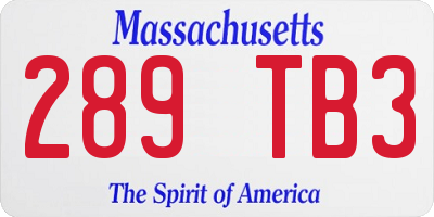 MA license plate 289TB3