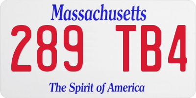 MA license plate 289TB4