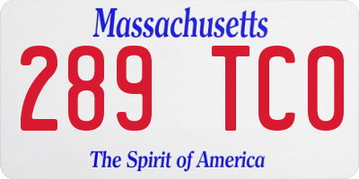 MA license plate 289TC0