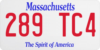 MA license plate 289TC4