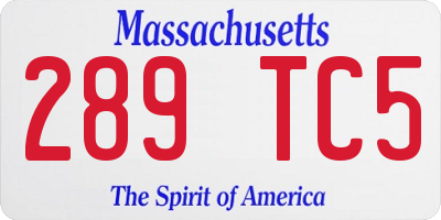 MA license plate 289TC5
