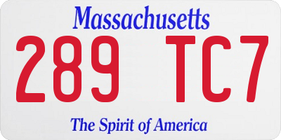 MA license plate 289TC7