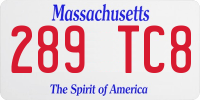 MA license plate 289TC8