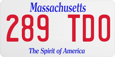 MA license plate 289TD0