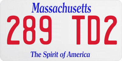 MA license plate 289TD2