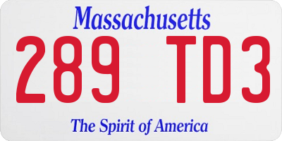 MA license plate 289TD3