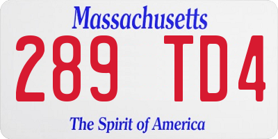 MA license plate 289TD4