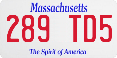 MA license plate 289TD5