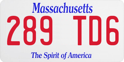 MA license plate 289TD6
