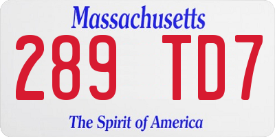 MA license plate 289TD7