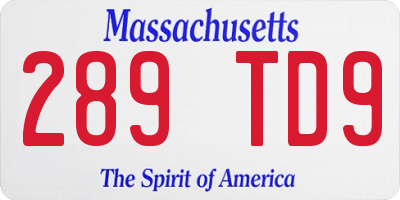 MA license plate 289TD9