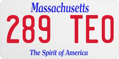 MA license plate 289TE0