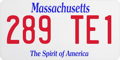 MA license plate 289TE1