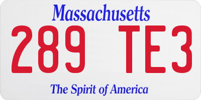 MA license plate 289TE3