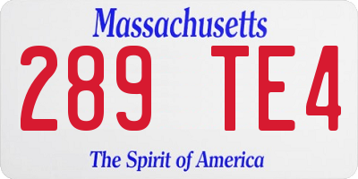 MA license plate 289TE4