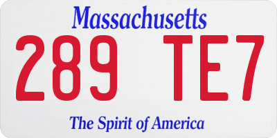 MA license plate 289TE7