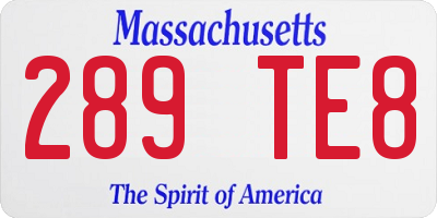 MA license plate 289TE8