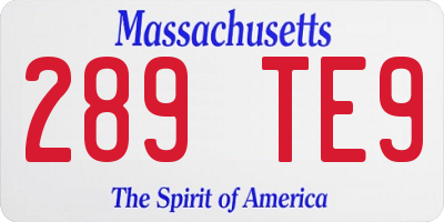 MA license plate 289TE9