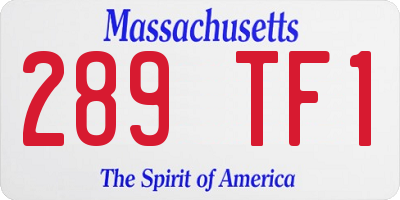MA license plate 289TF1