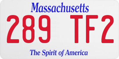 MA license plate 289TF2