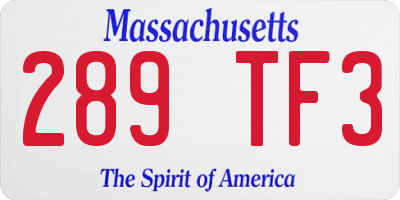 MA license plate 289TF3