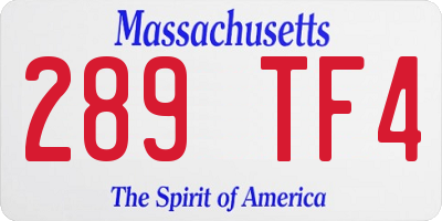 MA license plate 289TF4