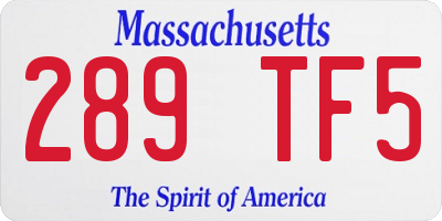 MA license plate 289TF5