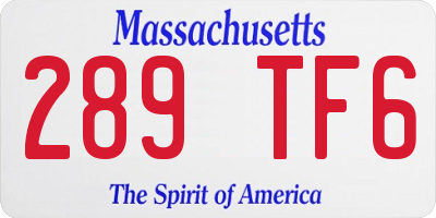 MA license plate 289TF6