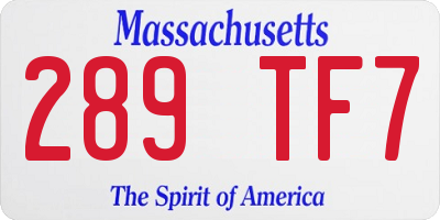 MA license plate 289TF7