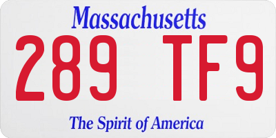 MA license plate 289TF9