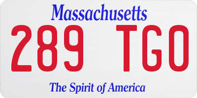 MA license plate 289TG0