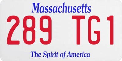 MA license plate 289TG1