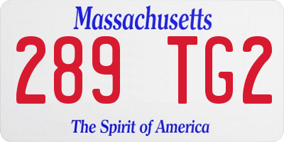 MA license plate 289TG2