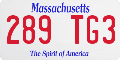 MA license plate 289TG3