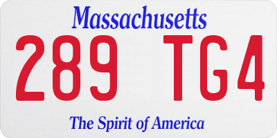 MA license plate 289TG4