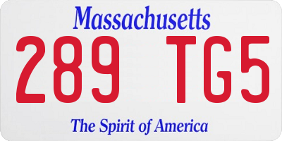 MA license plate 289TG5