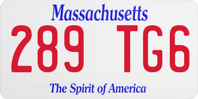 MA license plate 289TG6